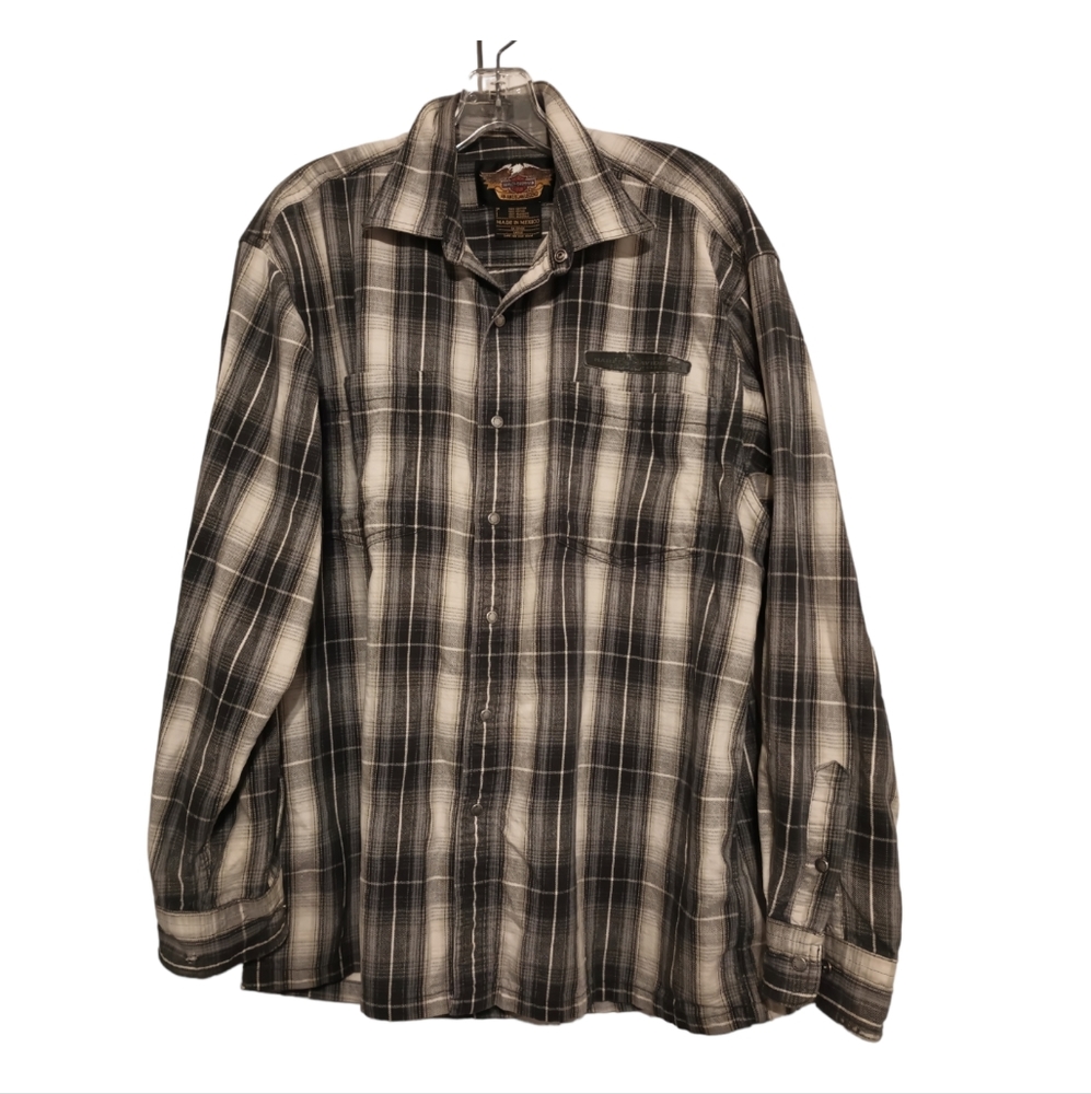 Harley Davidson Shirt, Long Sleeve Utility Shirt, Large